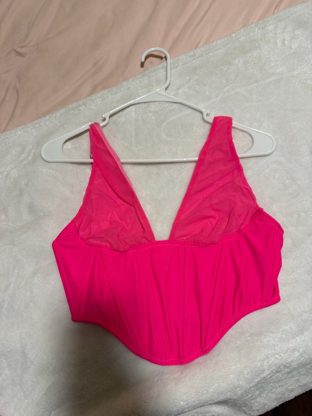 Urban Outfitters Neon Pink Mesh Corset Bralette